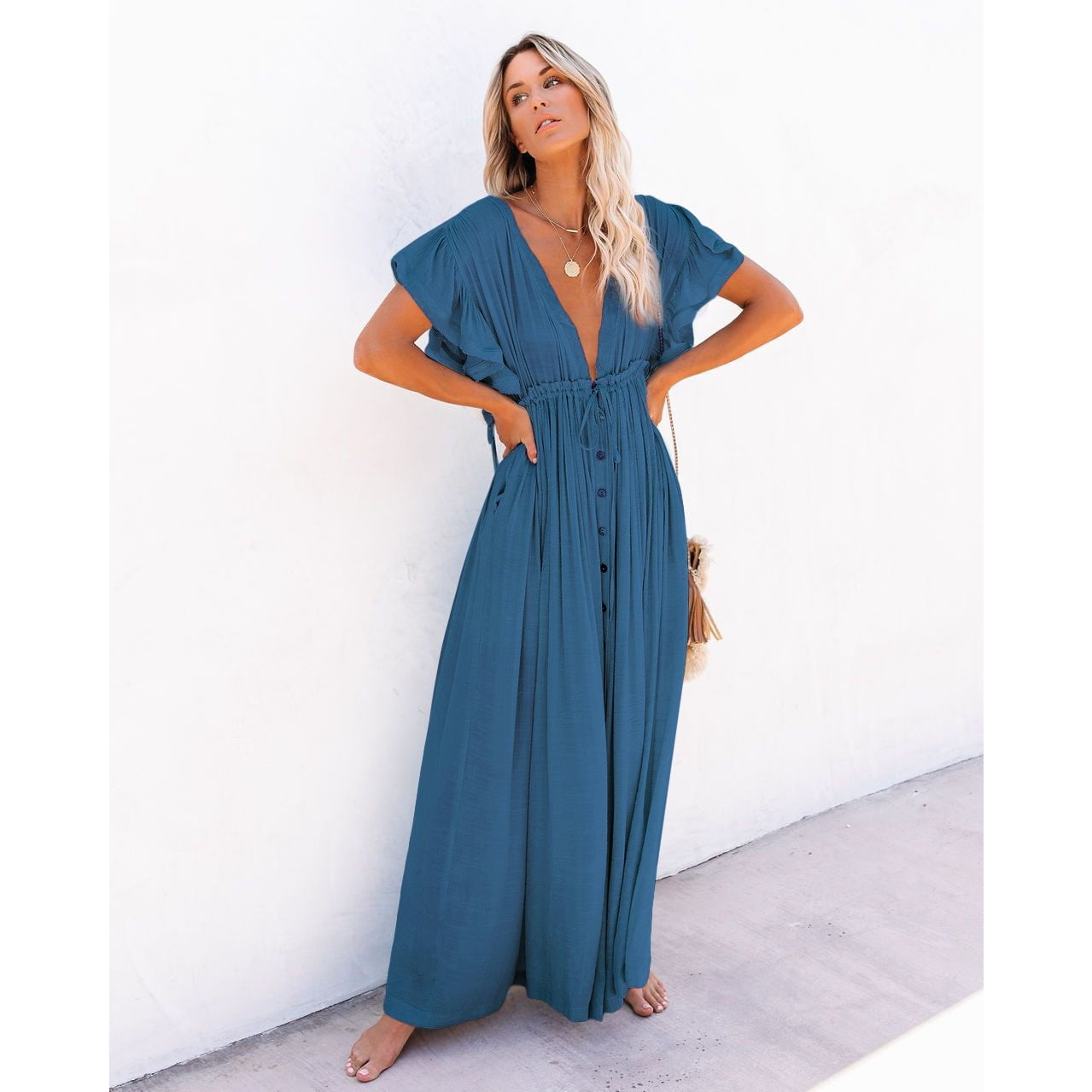 Robe Bohème Bleu Marine Longue