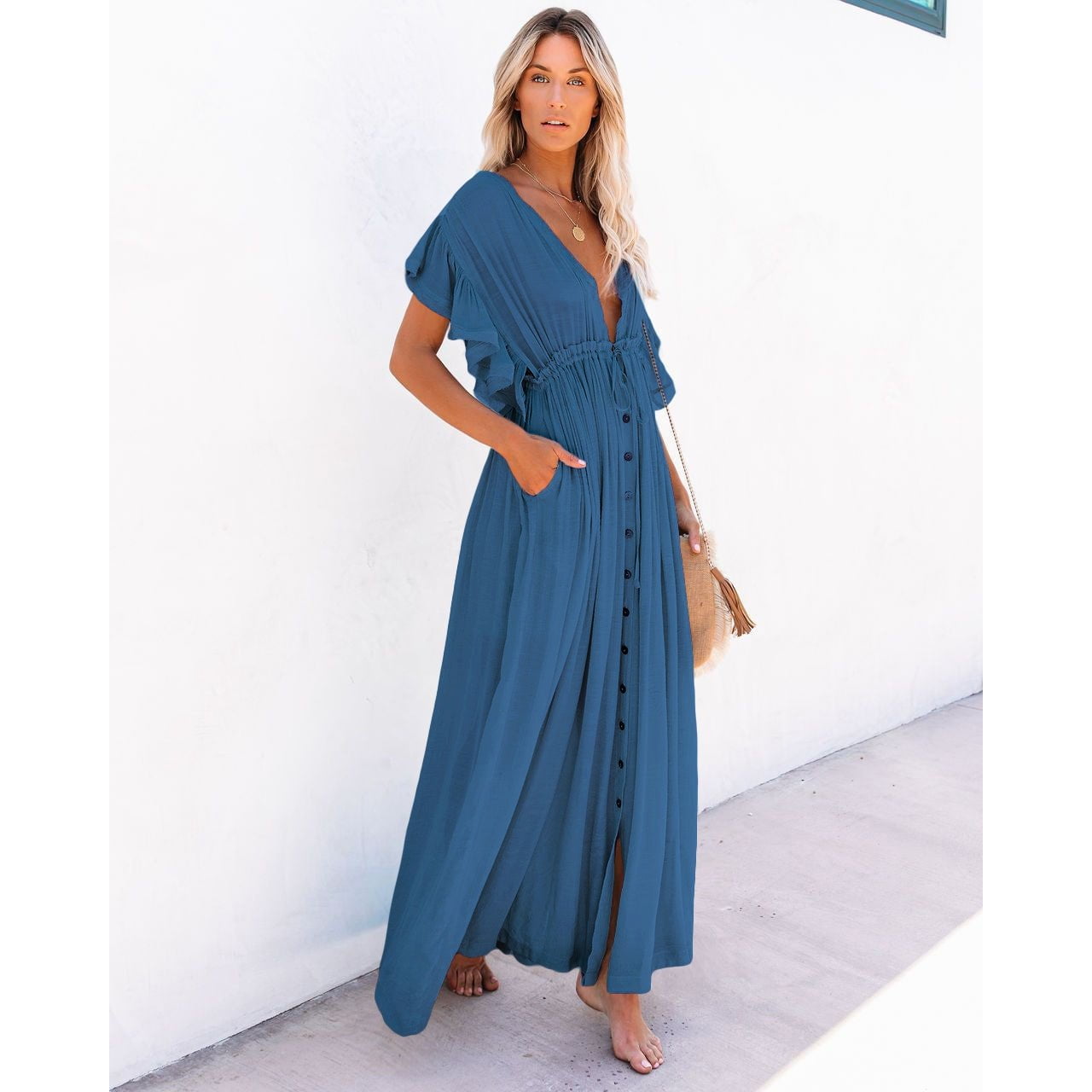 Robe Bohème Bleu Marine Longue